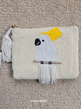 NWT Beaded Cockatoo Clutch Bag Chico's Wristlet Bird
